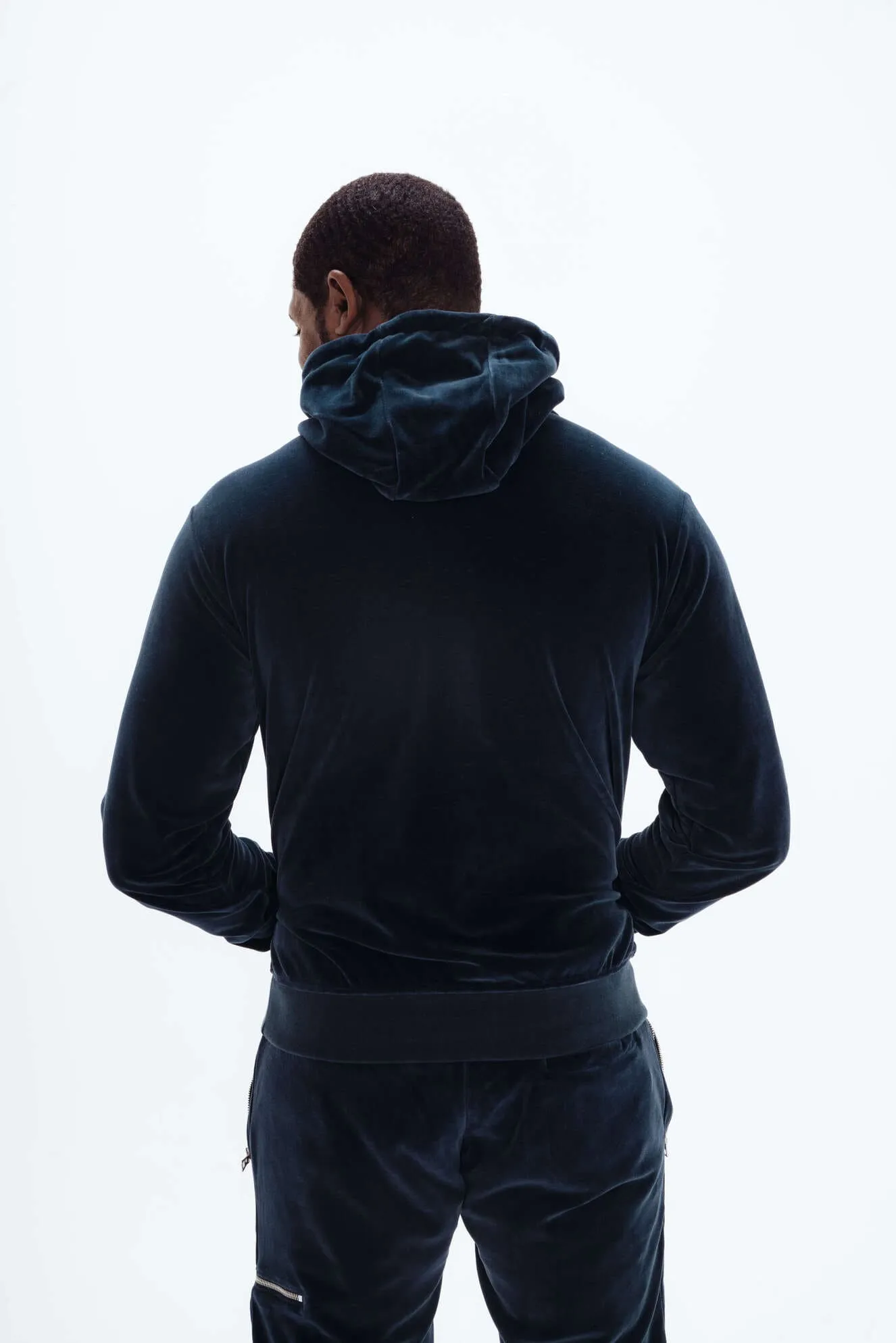 Men's Navy Velour Tracksuit Set