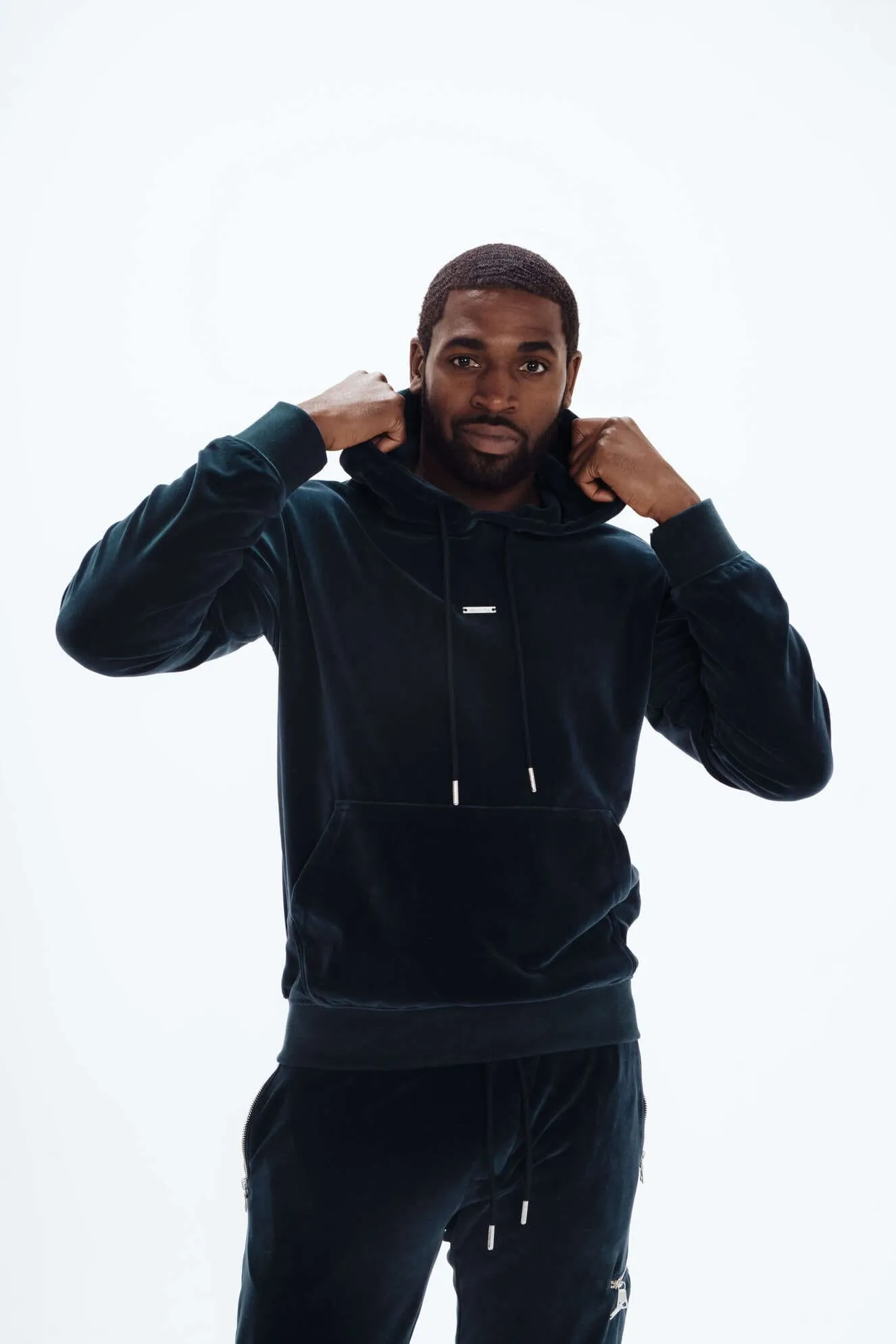 Men's Navy Velour Tracksuit Set