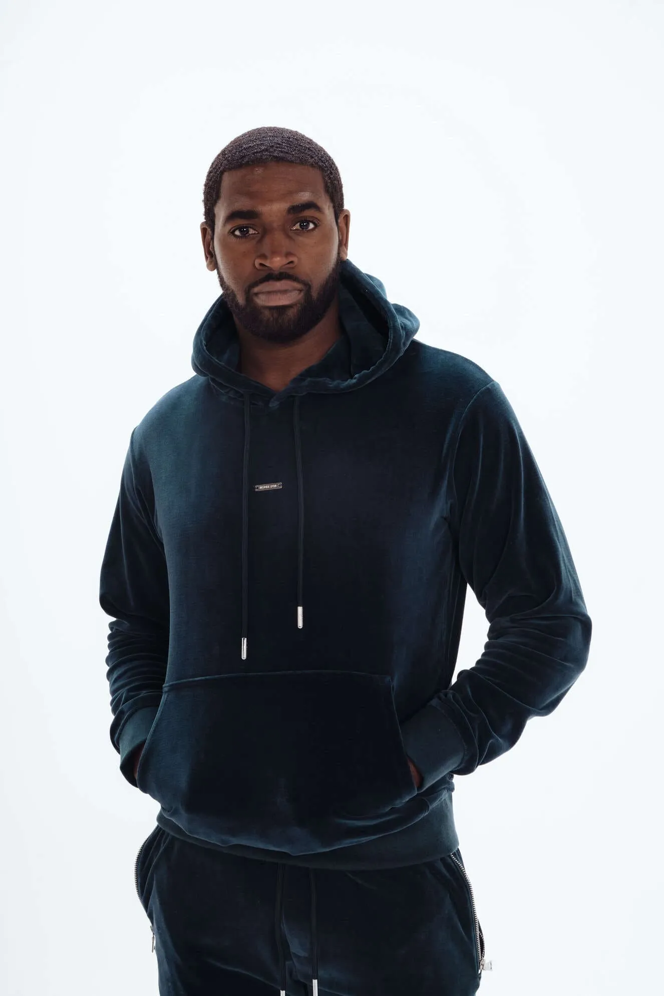 Men's Navy Velour Tracksuit Set