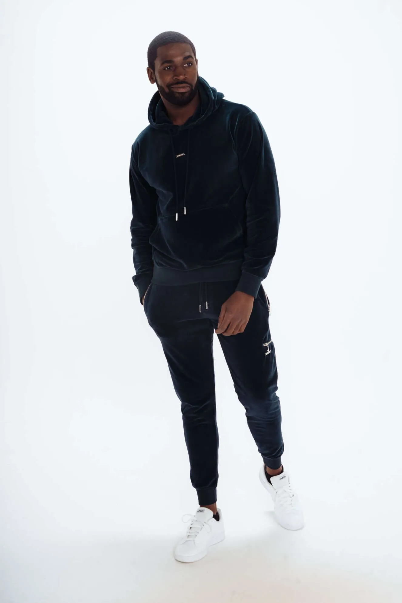 Men's Navy Velour Tracksuit Set