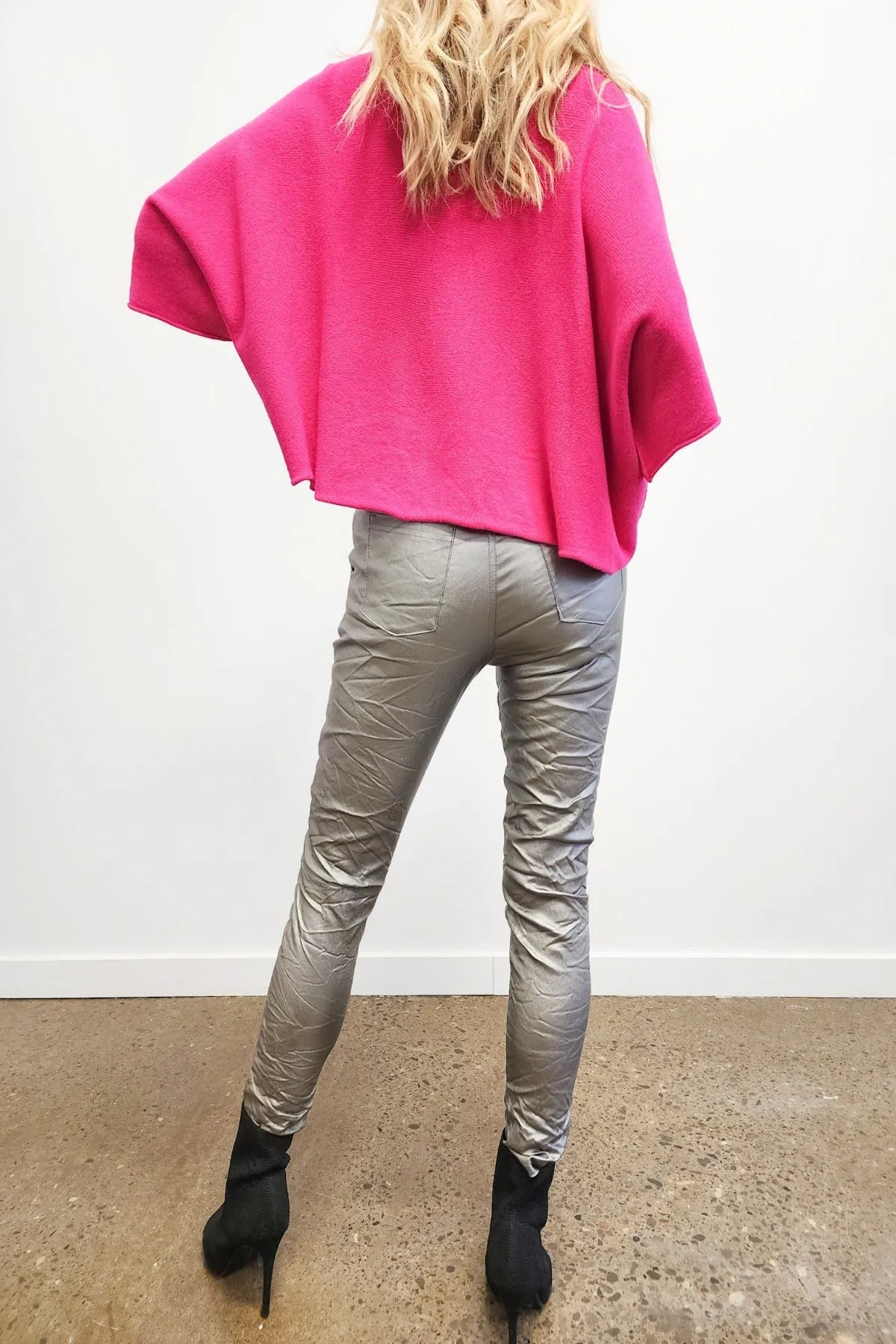 Metallic Faux Leather Crinkle Joggers