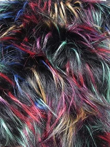 Multi #4 Fireworks Shaggy Long Pile Faux Fur Fabric / Sold By The Yard