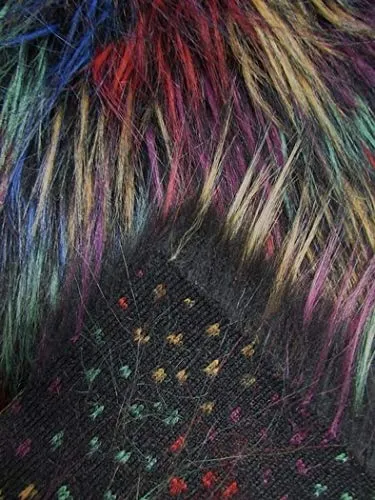Multi #4 Fireworks Shaggy Long Pile Faux Fur Fabric / Sold By The Yard