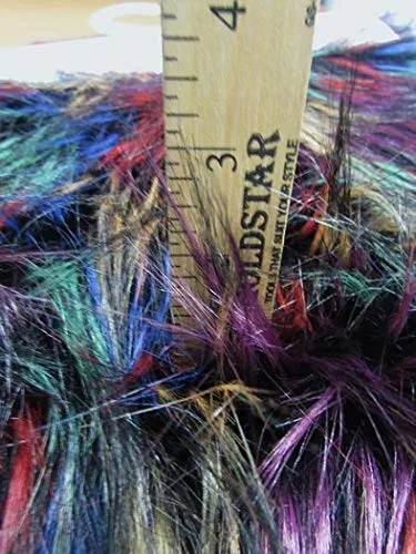Multi #4 Fireworks Shaggy Long Pile Faux Fur Fabric / Sold By The Yard