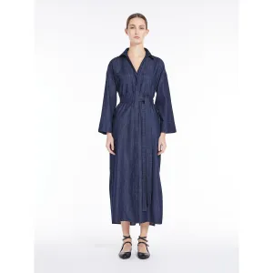 navy denim long shirt dress
