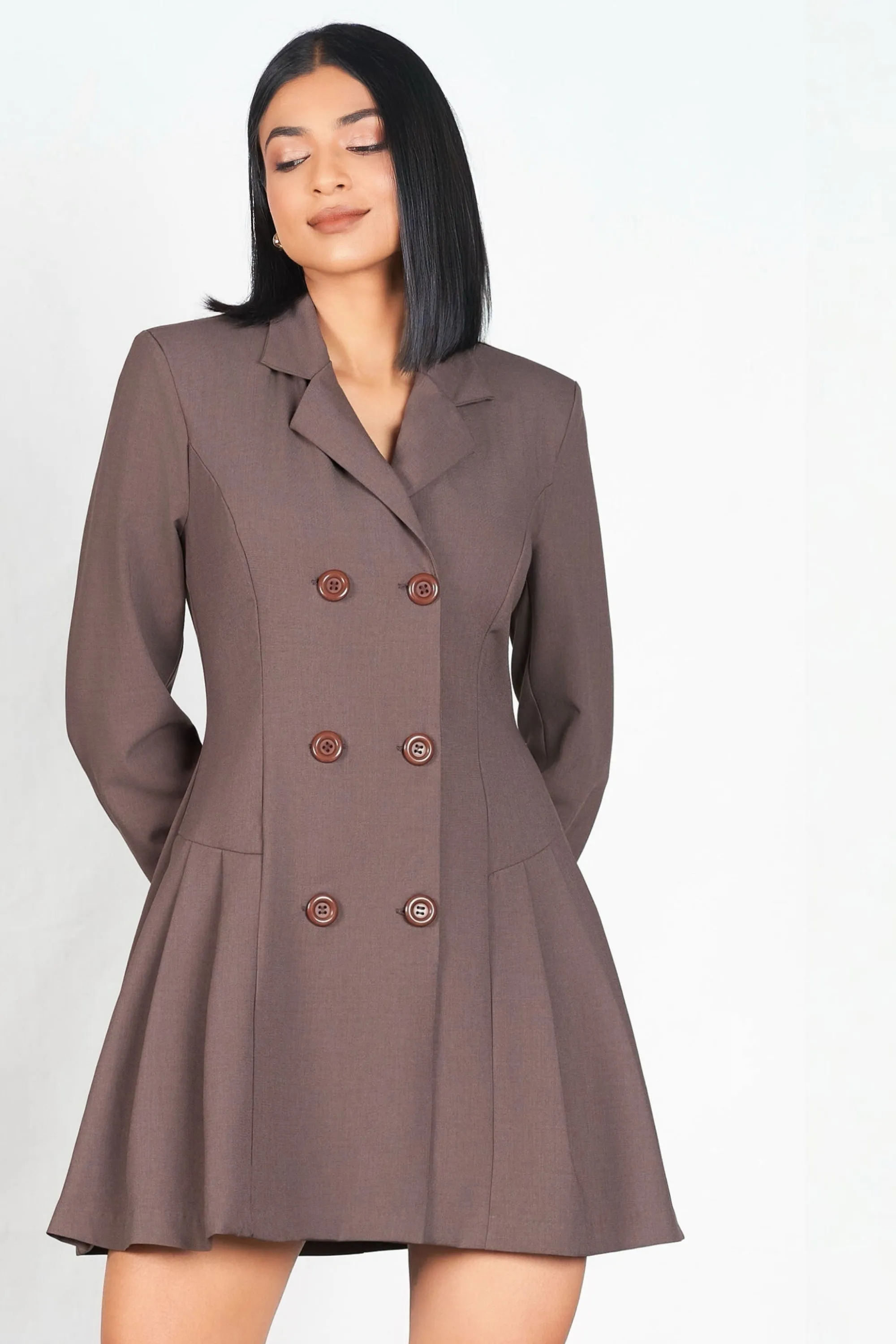 Pleated Blazer Dress