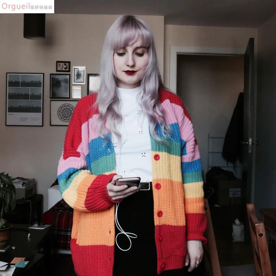 Rainbow Stripe Embroidered Sweater AD10139