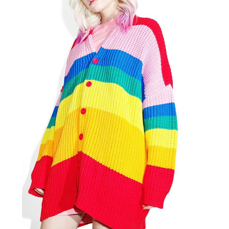 Rainbow Stripe Embroidered Sweater AD10139
