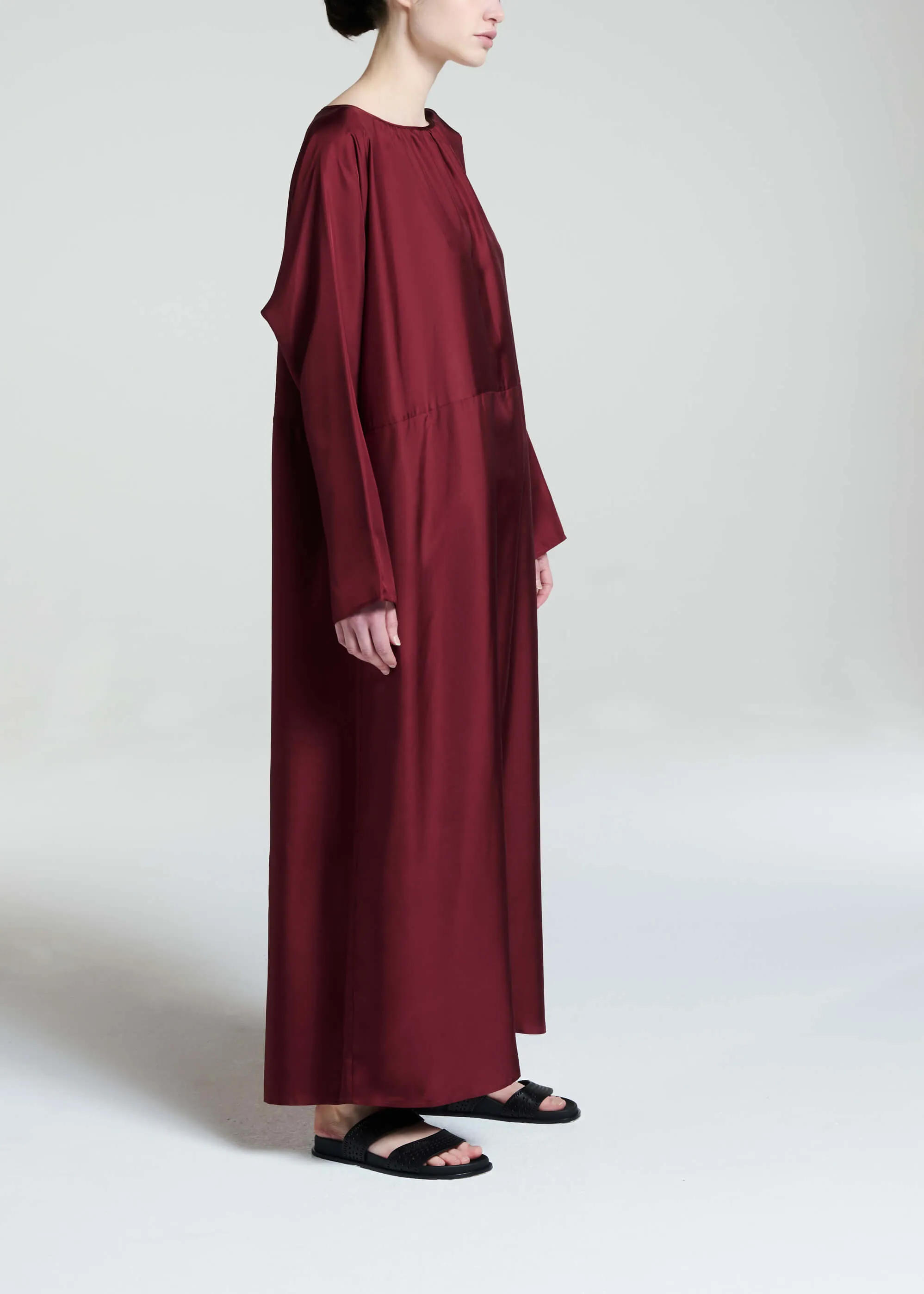 Rhodes Dress Burgundy Silk Twill