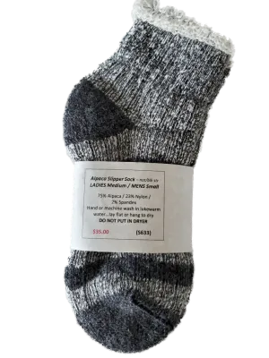 S633 Alpaca Slipper Sock Natural / Black Stripe Ladies Medium / Mens Small