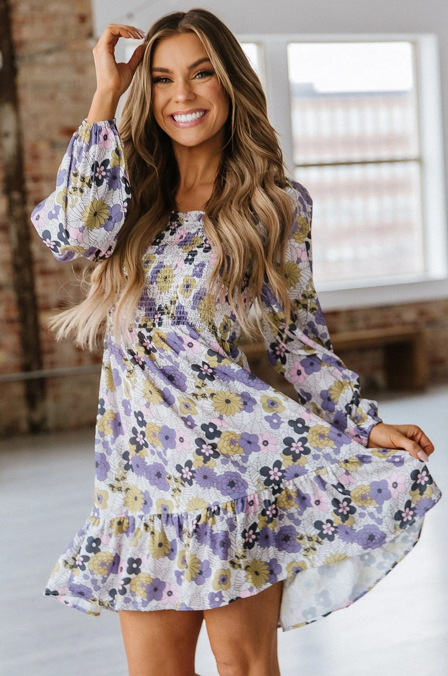 SALE - Lacy Floral Square Neck Dress | Size Small