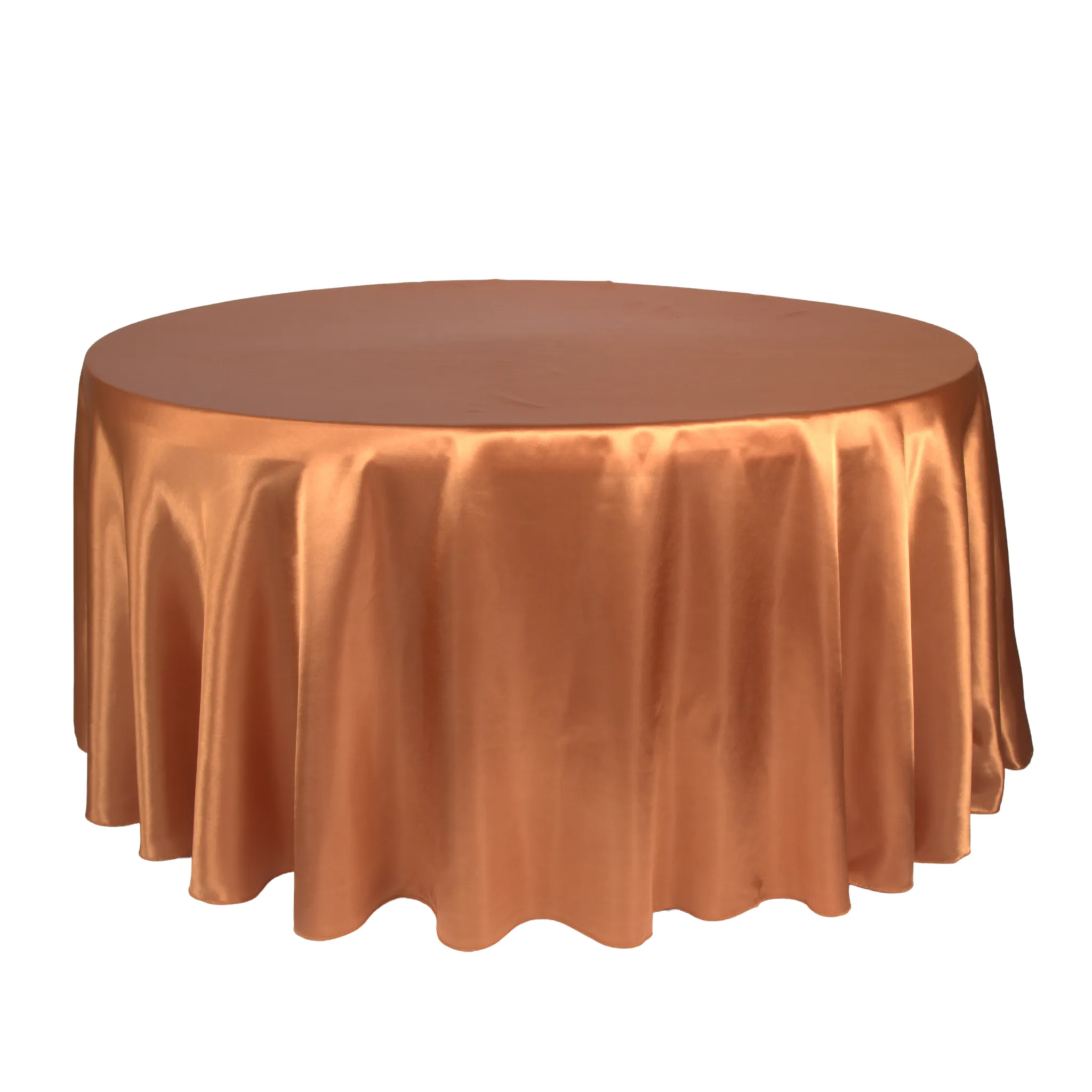 Satin 132" Round Tablecloth - Terracotta