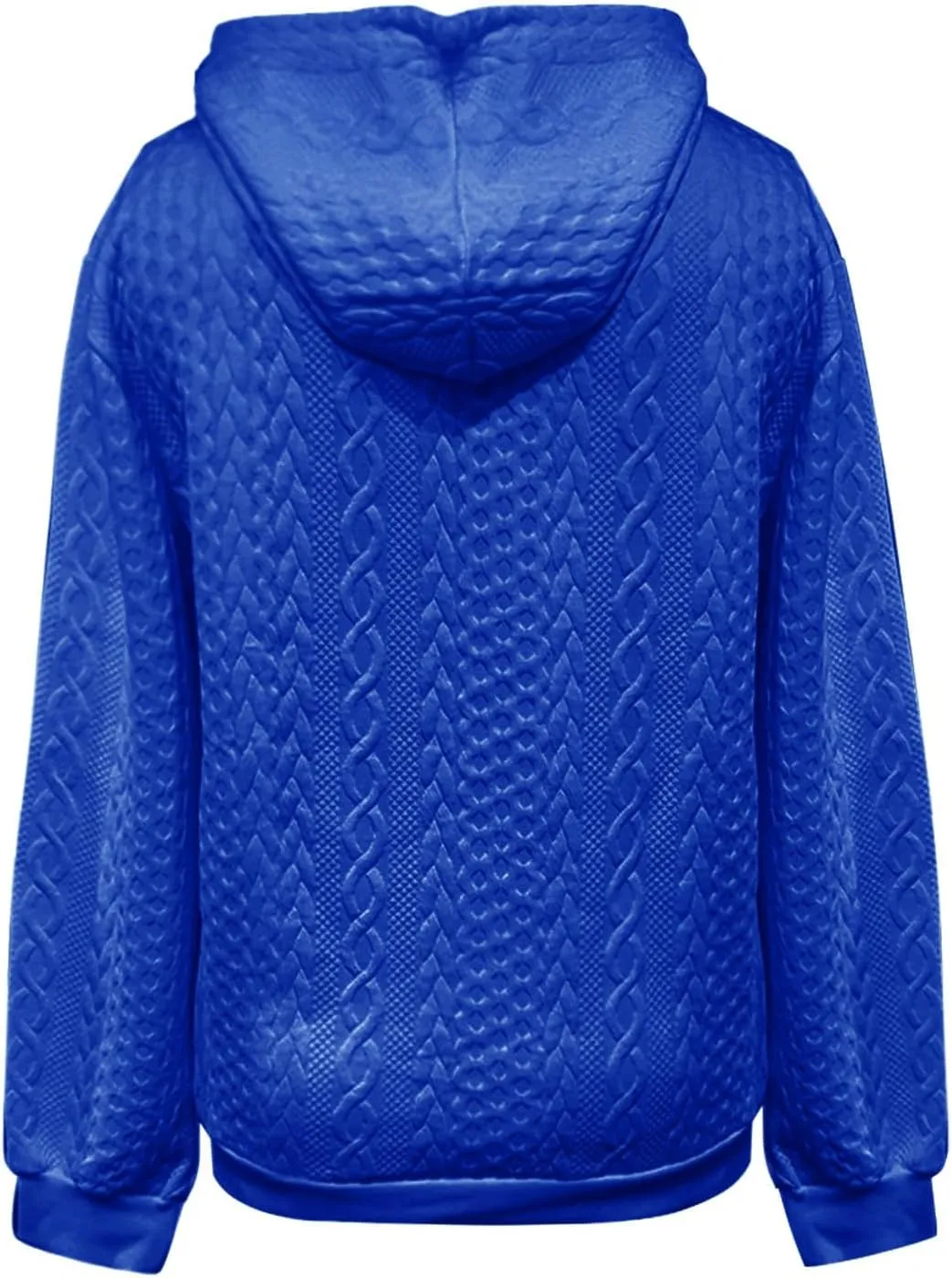 SHAOBGE Front L Women's Textured Long Sleeve Drop Shoulder Drawstring Pullover Solid Hoodie Top