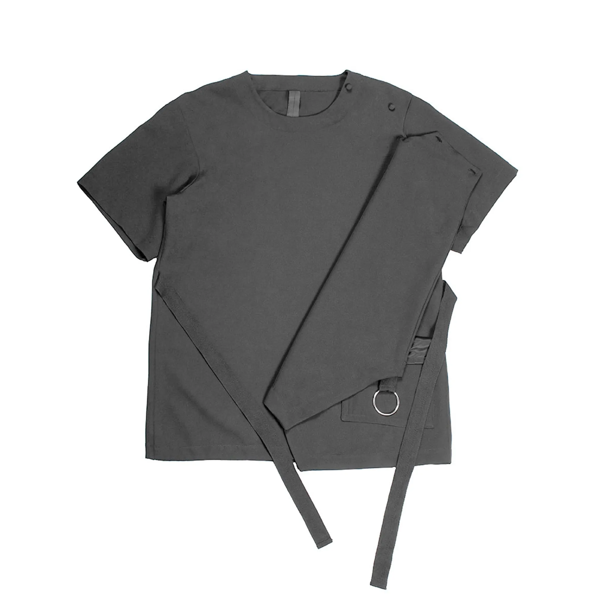 Short Sleeve Top with Draping Pocket
