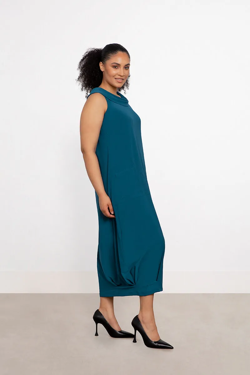 Sleeveless Angle Seam Pleat Hem Dress | Dragonfly