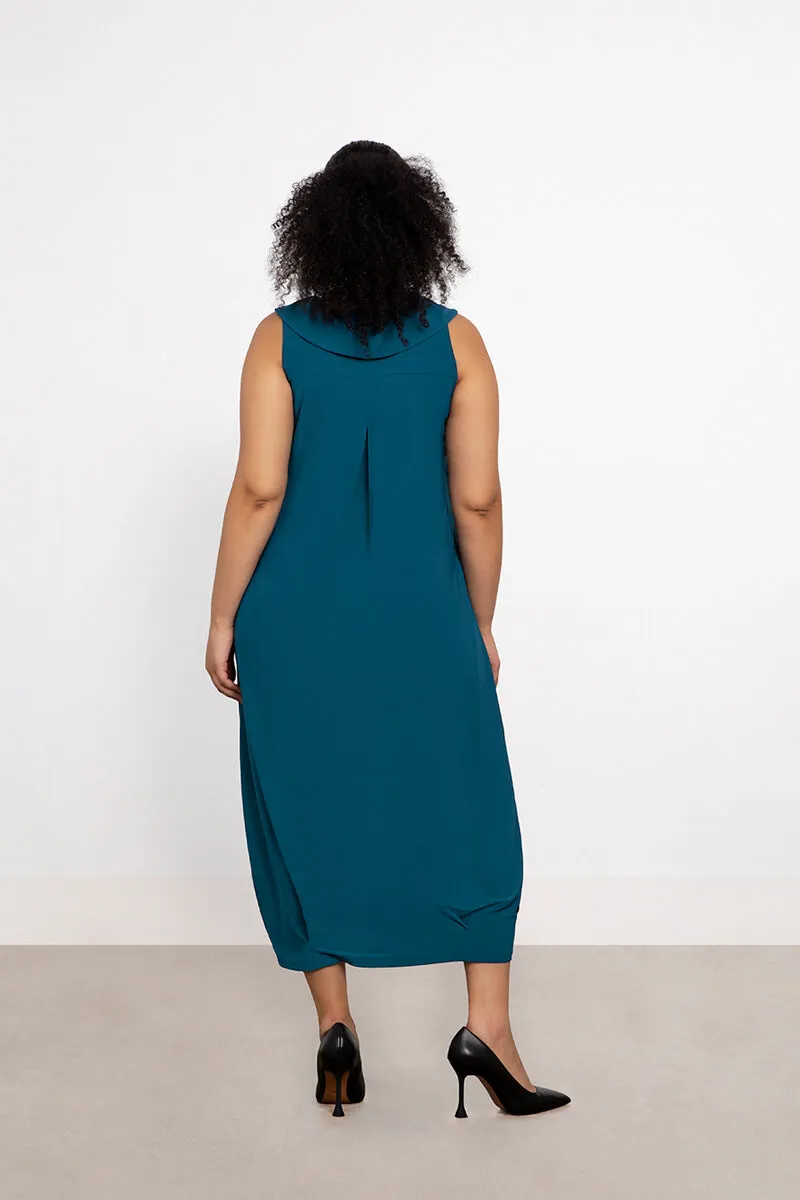 Sleeveless Angle Seam Pleat Hem Dress | Dragonfly