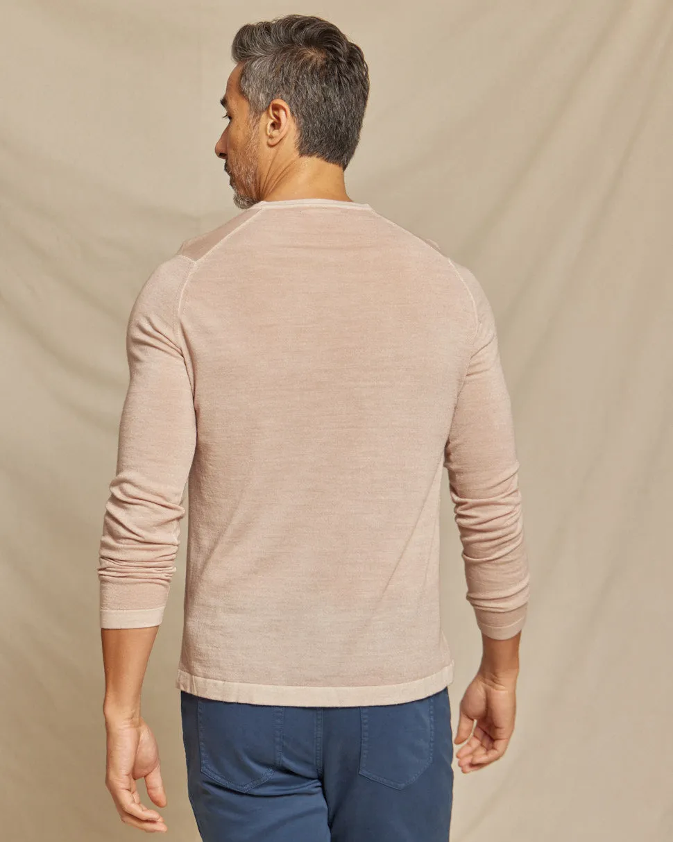 The Maxwell - LS Lightweight MERINOmax Henley Sweater - Light Taupe