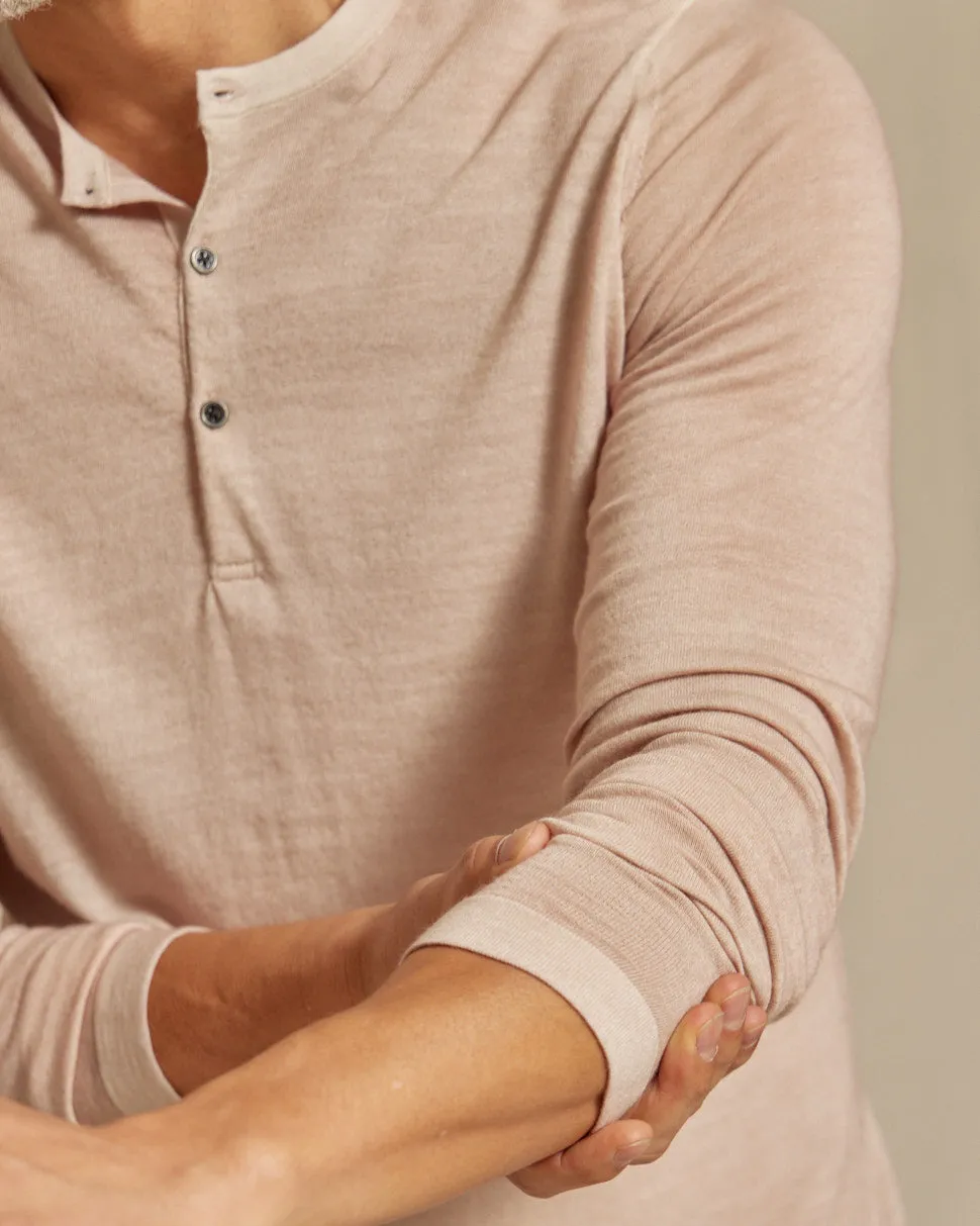The Maxwell - LS Lightweight MERINOmax Henley Sweater - Light Taupe