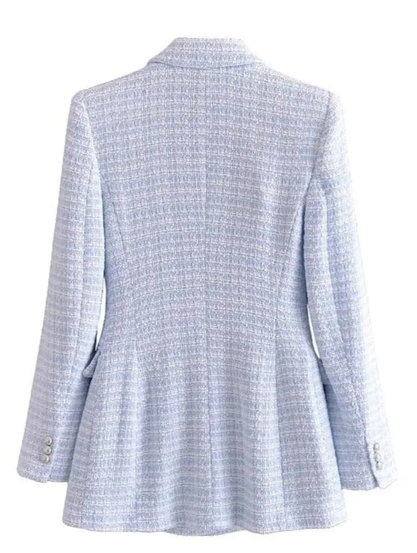 Tweed Blazer - Dames - Pastel Kleur met Elegante Pasvorm