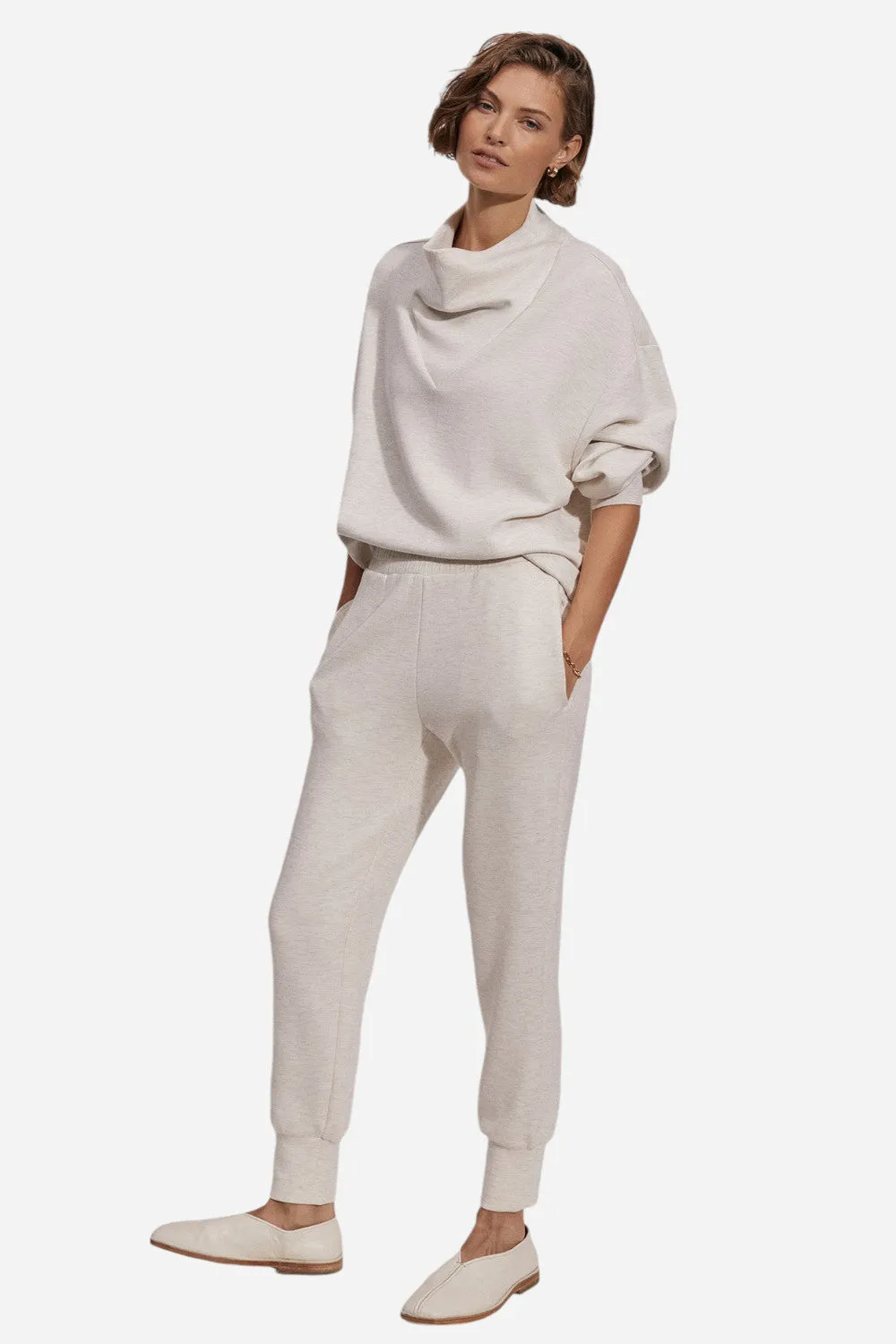 Varley The Slim Cuff Pant 25" in Ivory Marl