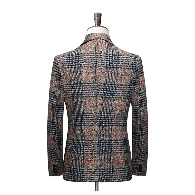 West Louis Fashion Plaid Business Suit Jacket Blazer
