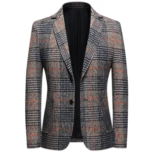 West Louis Fashion Plaid Business Suit Jacket Blazer