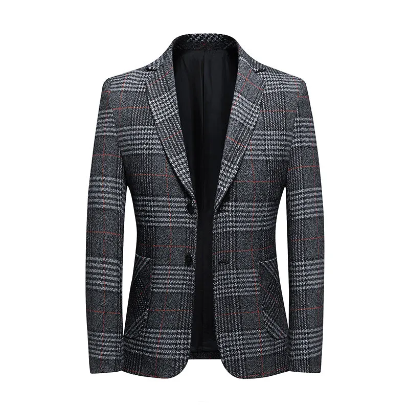 West Louis Fashion Plaid Business Suit Jacket Blazer