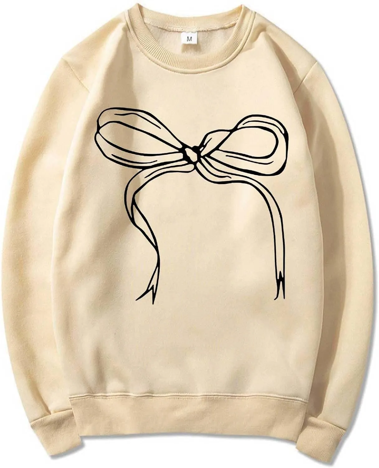 Women Sweatshirt Cute Bow Sweater Oversized Crewneck Sweatshirt Long Sleeve Fleece Pullover Y2K Aesthetic Outfits