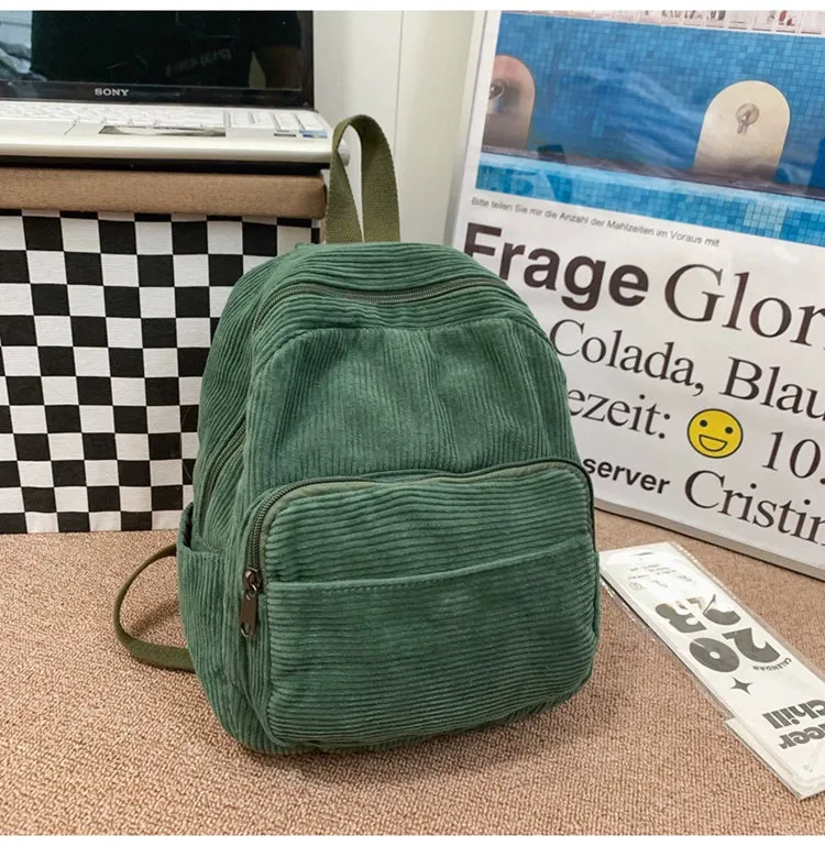 Women's Canvas Small Corduroy Minimalist Easiest for Match Backpack