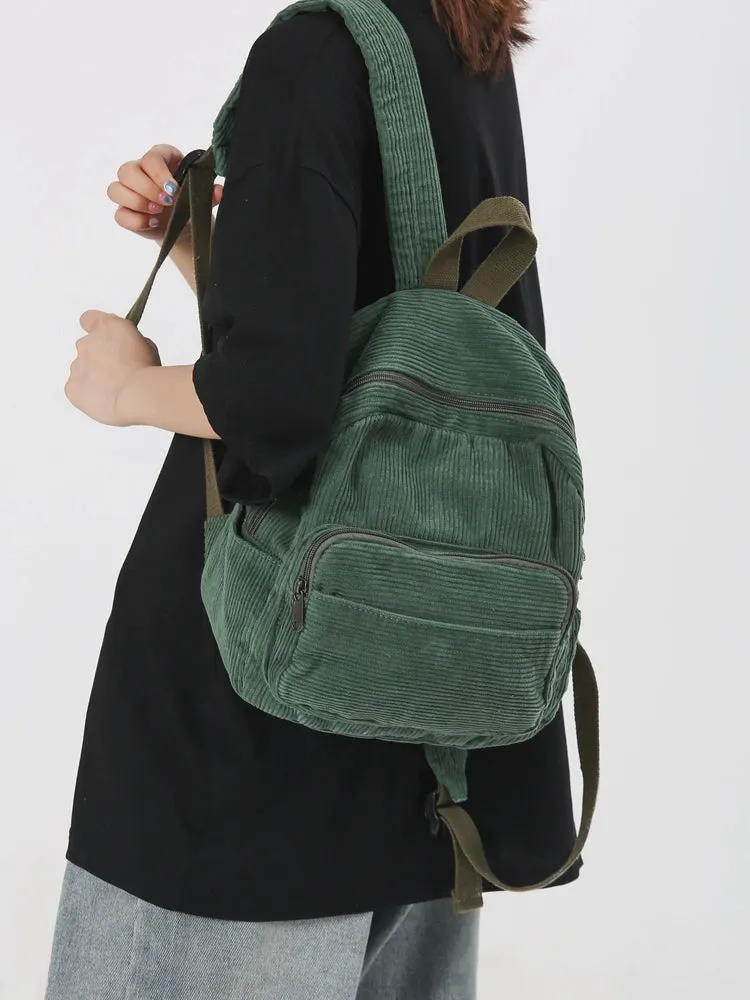 Women's Canvas Small Corduroy Minimalist Easiest for Match Backpack