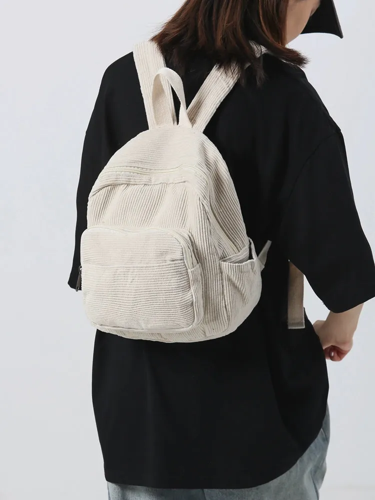 Women's Canvas Small Corduroy Minimalist Easiest for Match Backpack